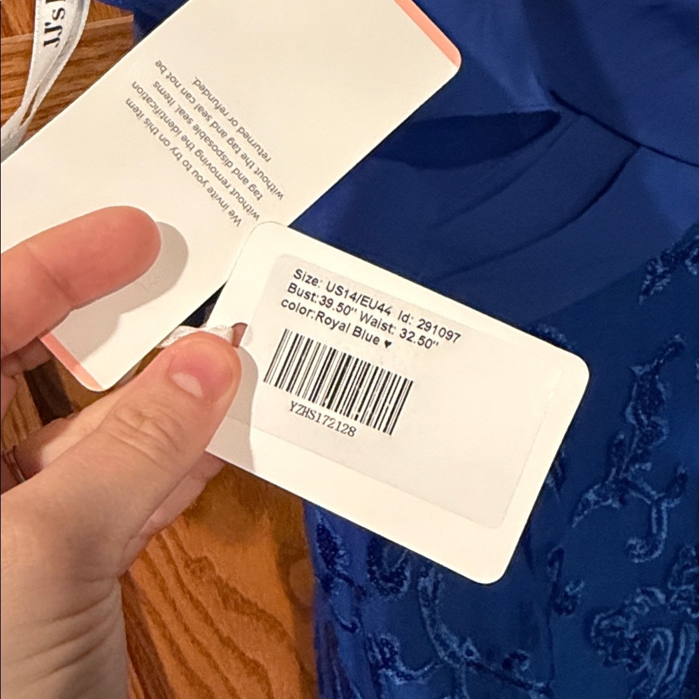 JJ’s House Elegant Royal Blue Evening Gown Size 14 NWT - Picture 4 of 6